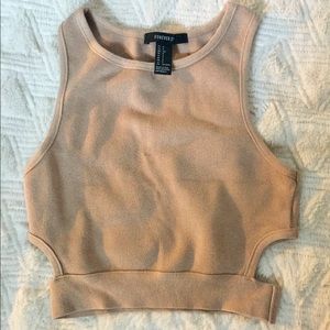 Tan crop top with side cutouts
